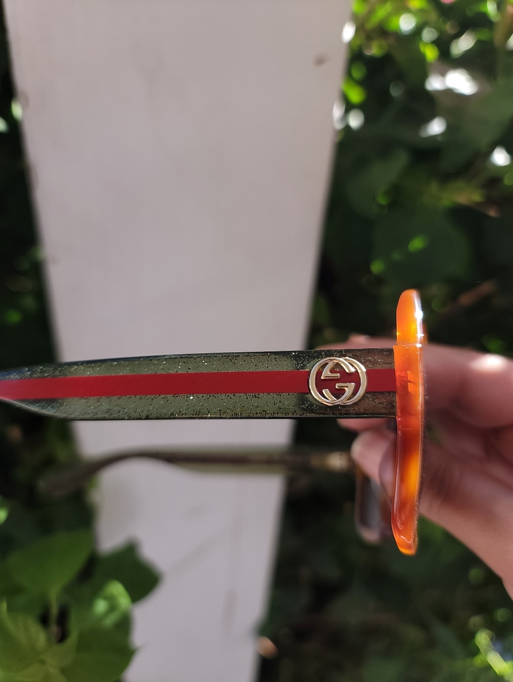 Gucci Brown/Tortoiseshell Square Sunglasses with Green-Red Temple Stripes - Picture 4 of 9